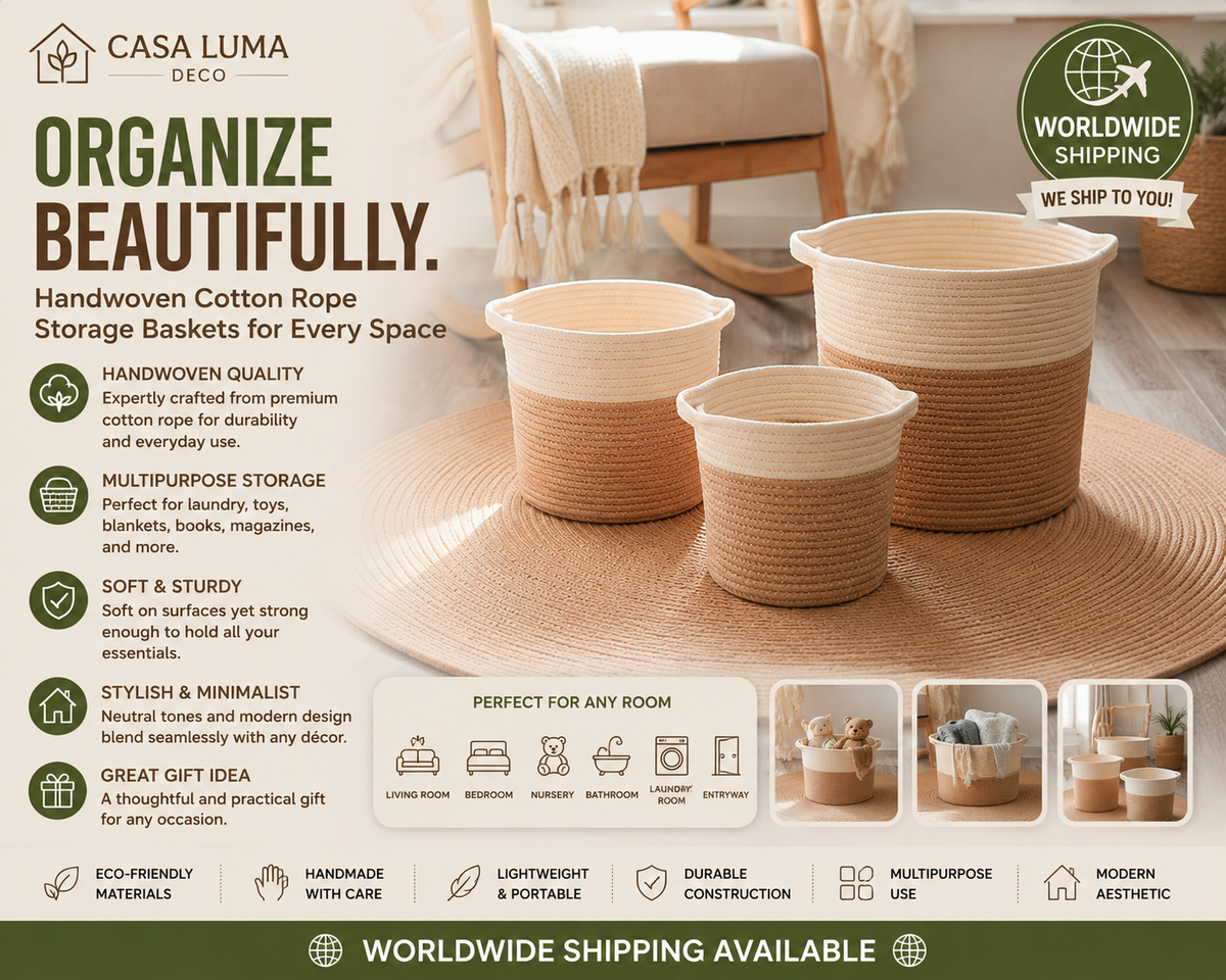 Handwoven Cotton Rope Storage Basket | Toy, Laundry & Home Organizer