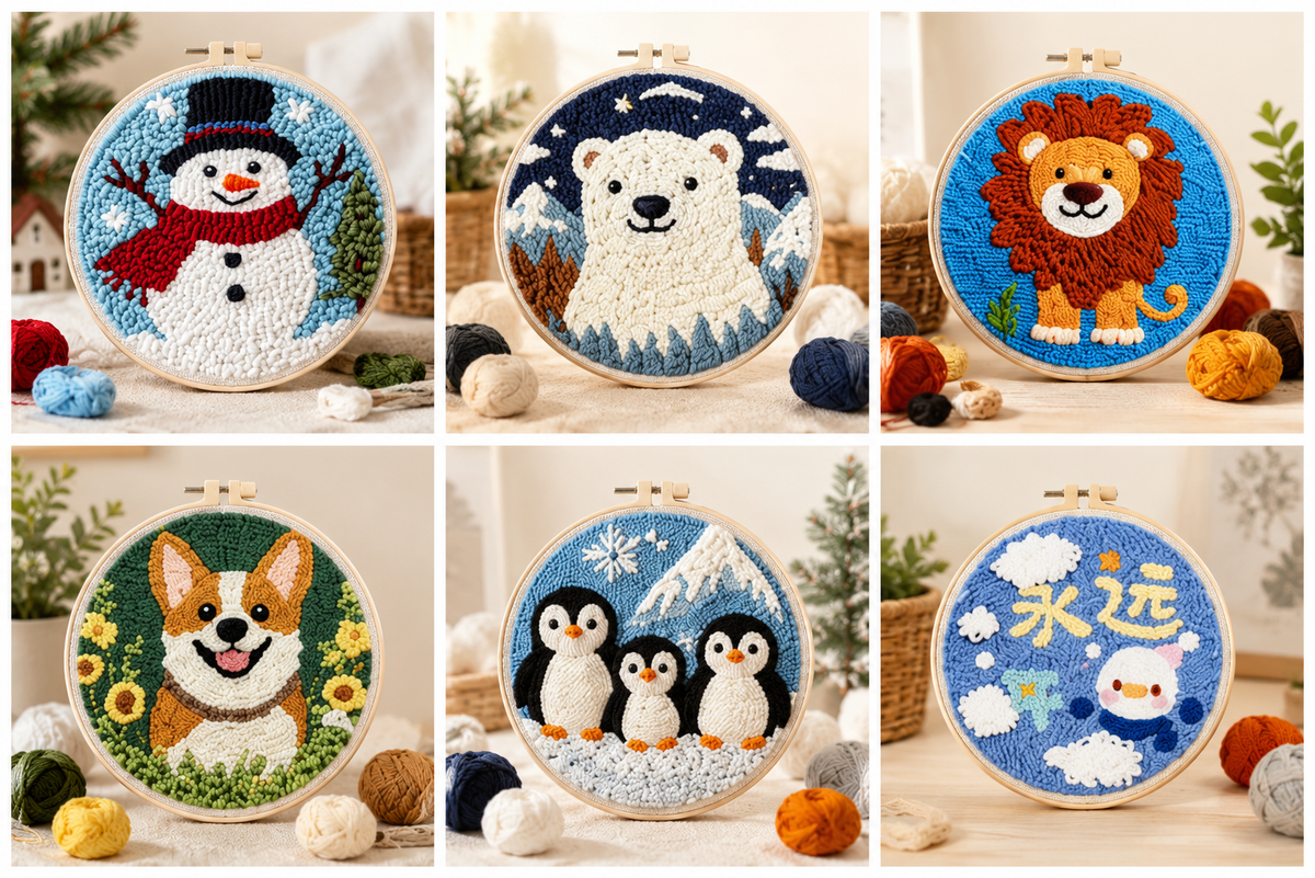 DIY Punch Needle Embroidery Kit | Cute Animal Embroidery Craft Set | Beginner Needle Punch Kit