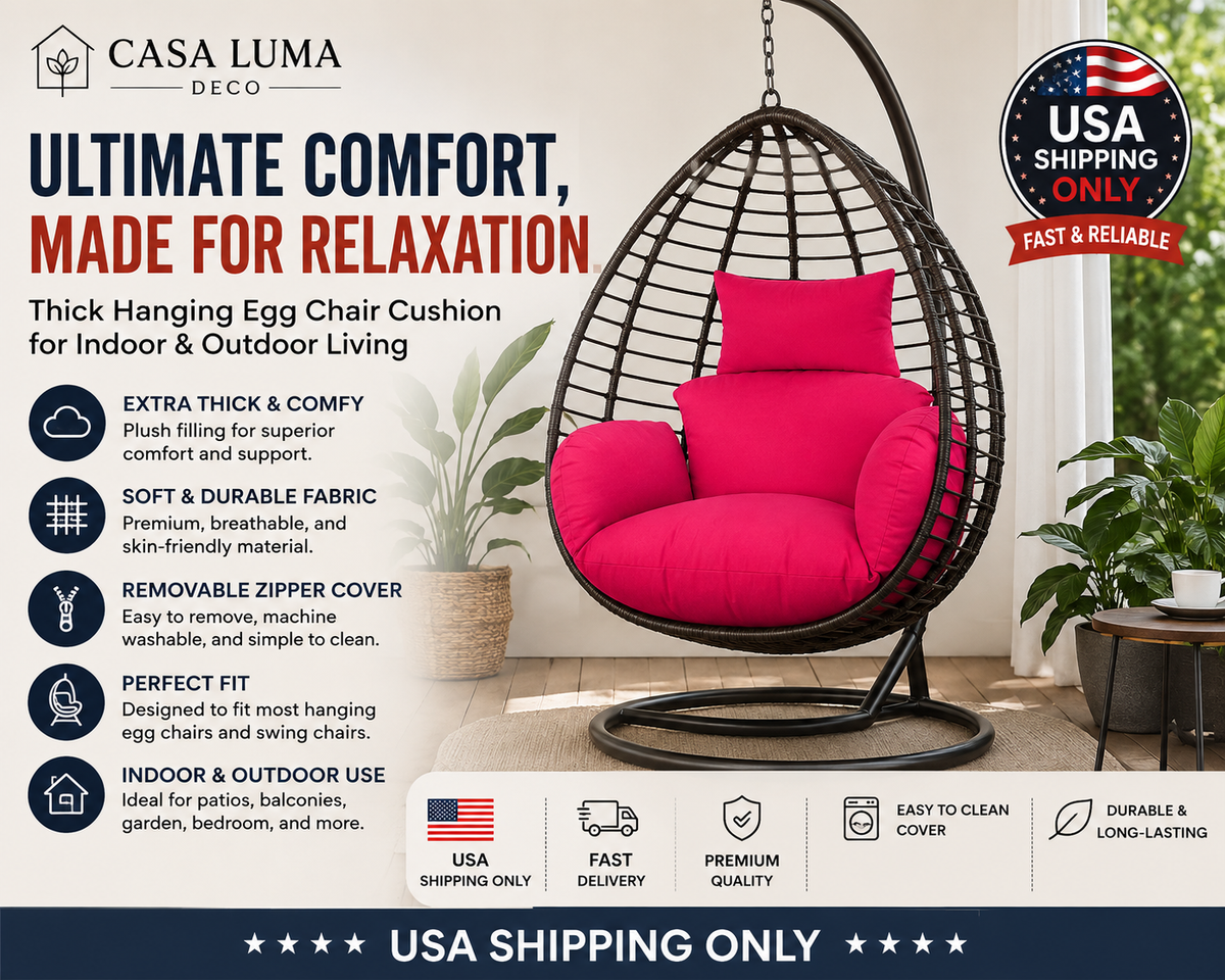 Outdoor Hanging Egg Chair Cushion | Thick Swing Chair Replacement Cushion | USA Shipping Only