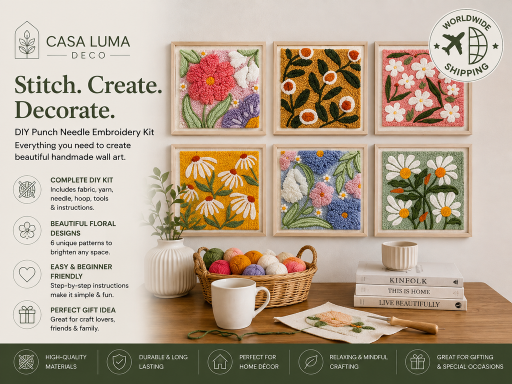 DIY Punch Needle Embroidery Kit | Handmade Russian Wool Embroidery Craft | Casa Luma Deco