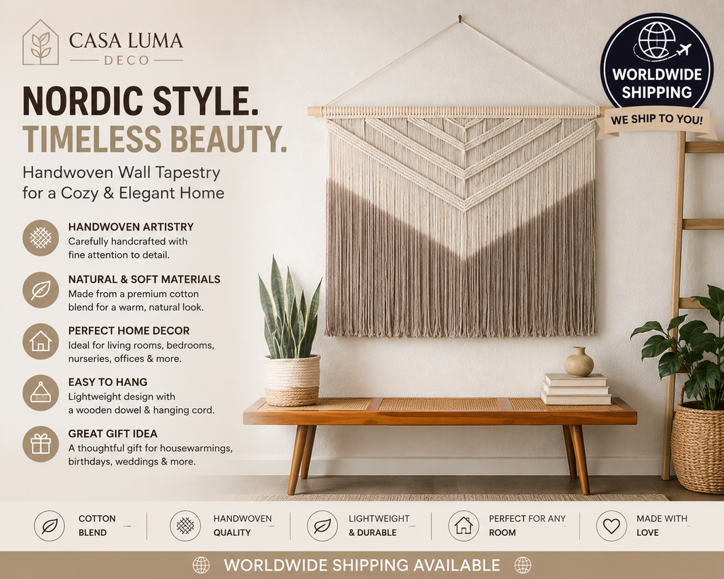 Nordic Handwoven Macrame Wall Hanging | Boho Cotton Woven Tapestry | Minimalist Home Decor | Worldwide Shipping