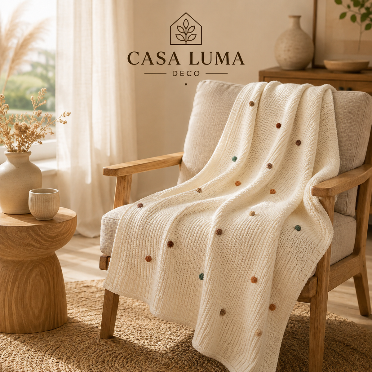Soft Cotton Knit Throw Blanket | Cozy Decorative Sofa & Bed Blanket