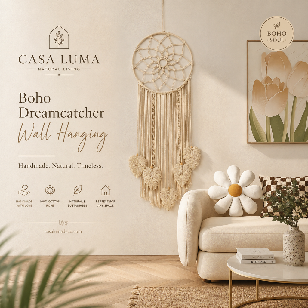 Casa Luma Handmade Boho Cotton Dreamcatcher Wall Hanging