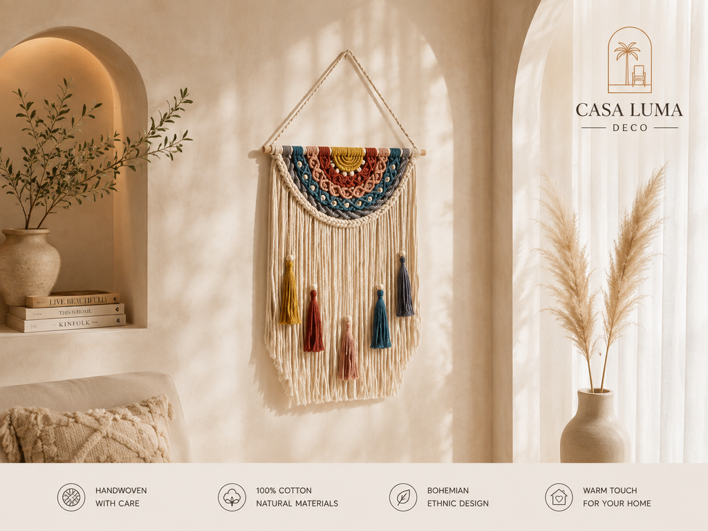 Bohemian Macrame Wall Hanging | Handmade Cotton Tapestry Wall Decor