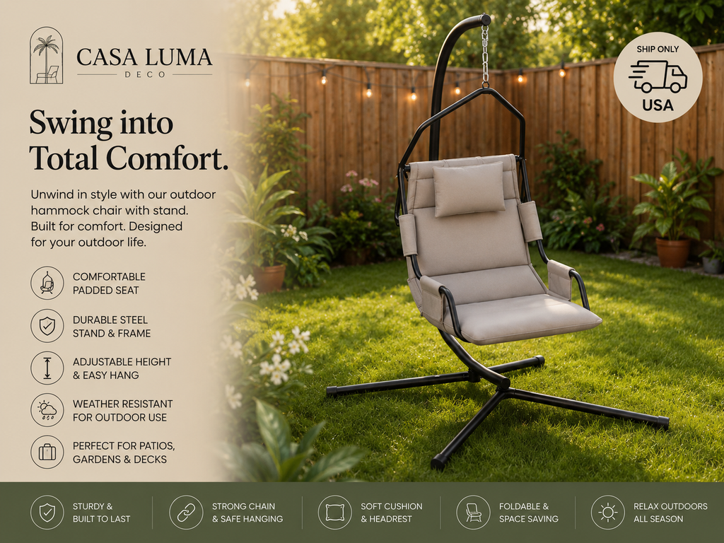 Outdoor Hammock Chair with Stand | Hanging Swing Chair | Casa Luma Deco
