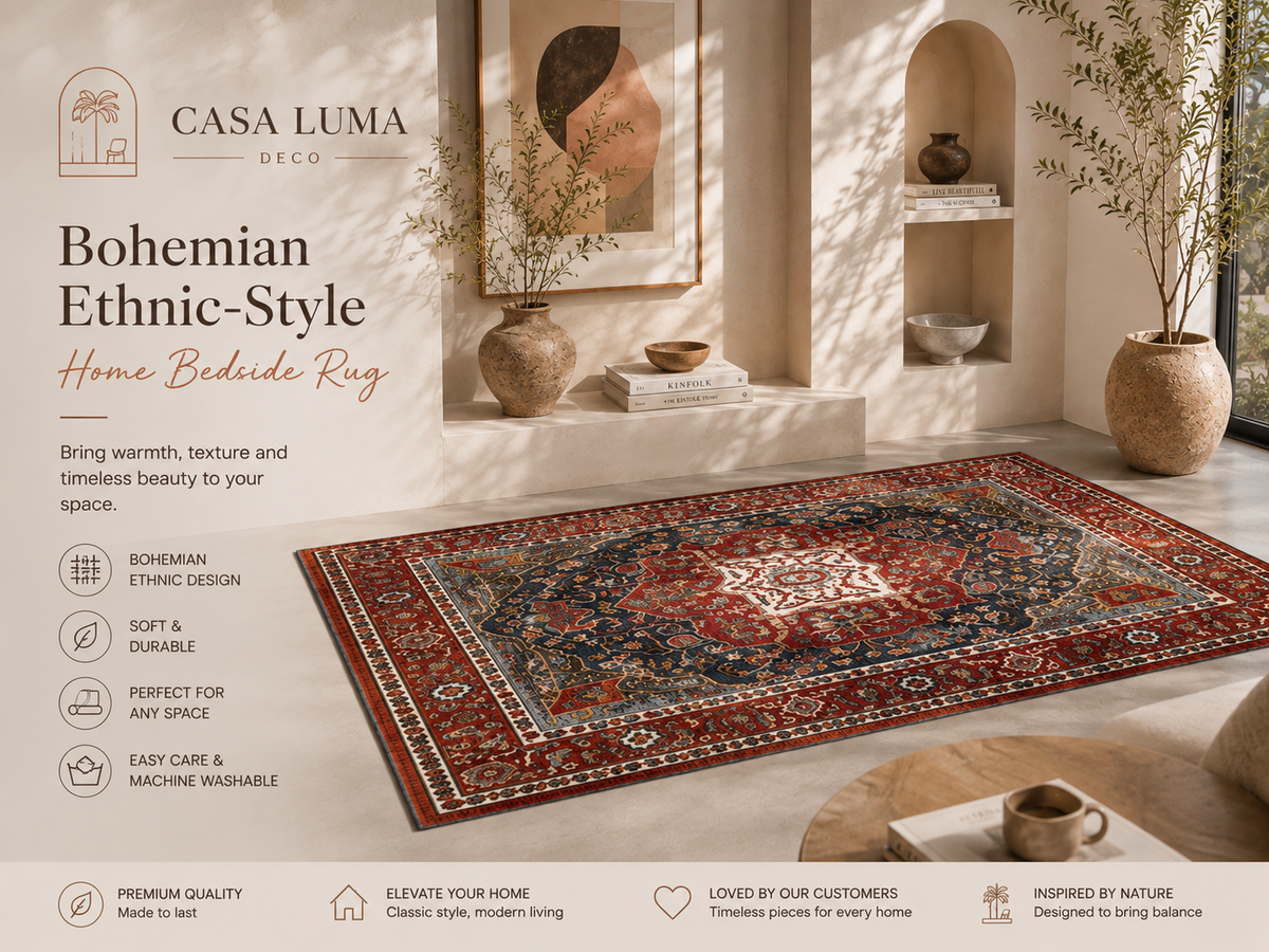 Bohemian Ethnic Area Rug | Vintage Persian Style Living Room & Bedroom Carpet