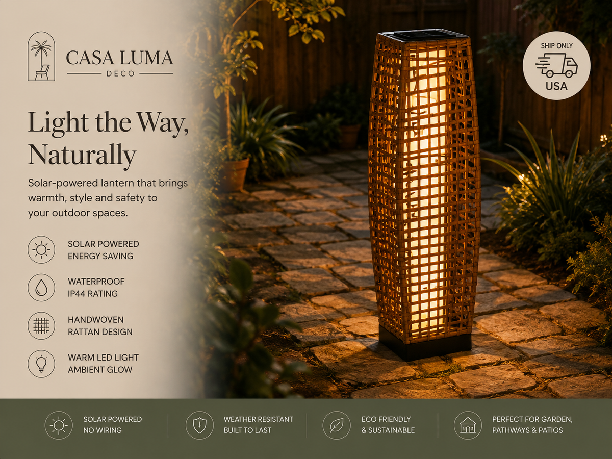 Solar Outdoor Floor Lantern Light | Waterproof Garden Pathway Light | LED Patio & Driveway Landscape Lamp