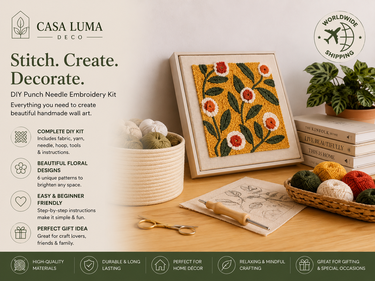 DIY Punch Needle Embroidery Kit | Handmade Russian Wool Embroidery Craft | Casa Luma Deco